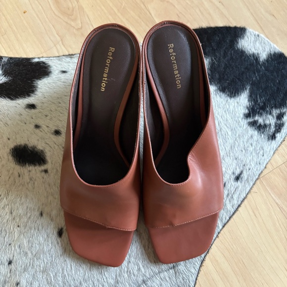REFORMATION Lou Lou Block Heel Mule In Brown Size‎ 6.5 - Picture 3 of 10
